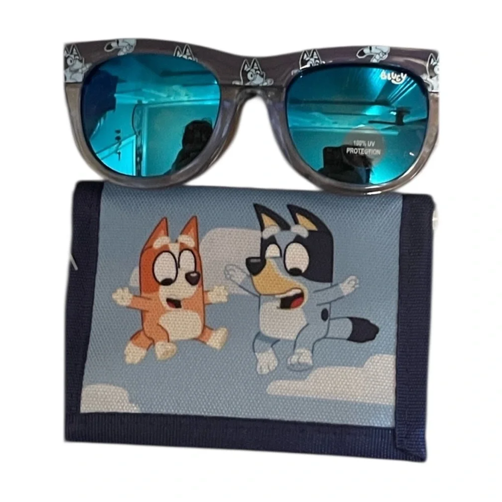 🔴 3/$12 Bluey Sunglasses & Wallet Set Kids UV400‎ Protection Trifold Wallet NWT